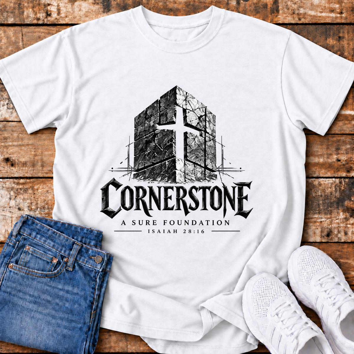 Cornerstone T-Shirt - (Isaiah 28:16)