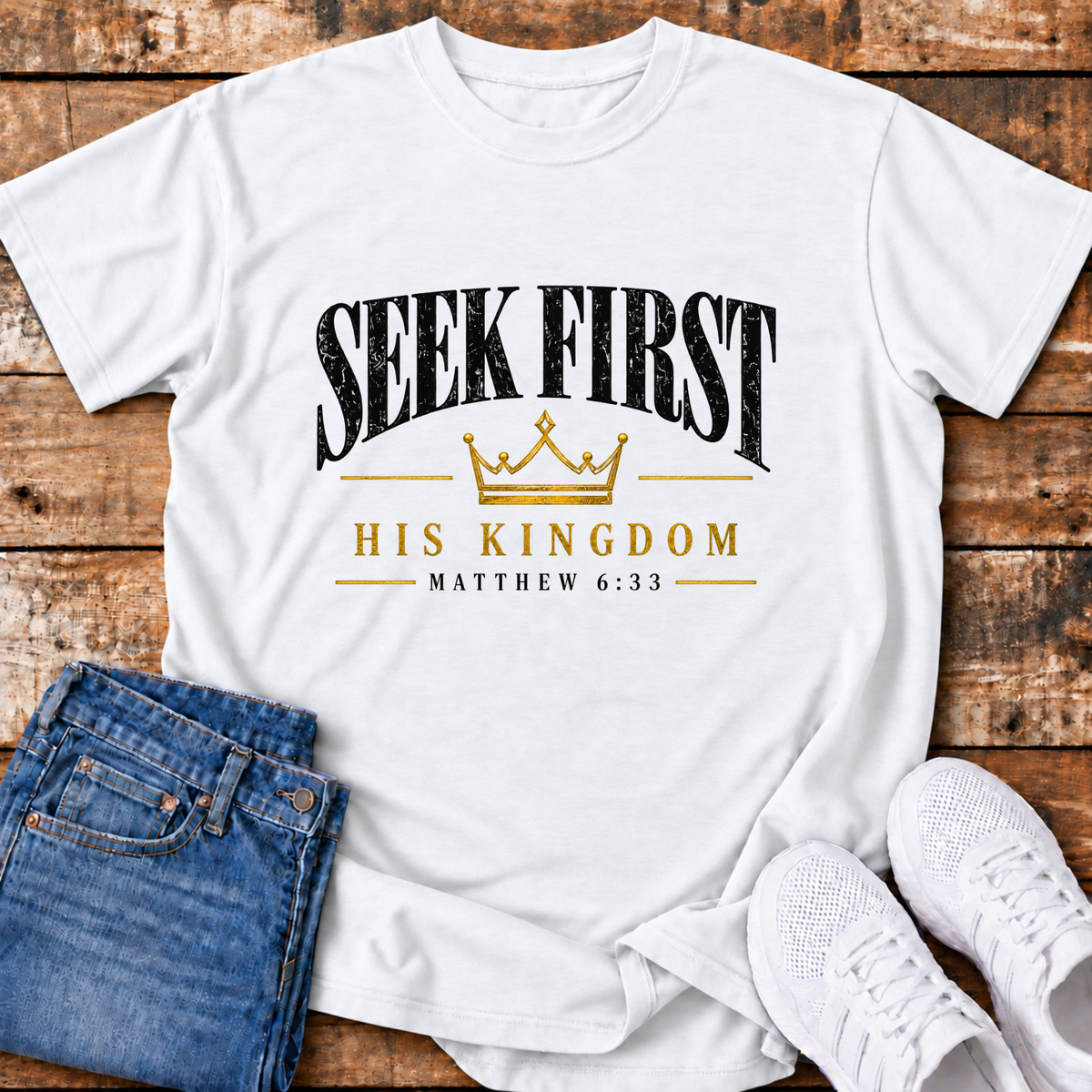 Seek First His Kingdom T-Shirt - (Matthew 6:33)