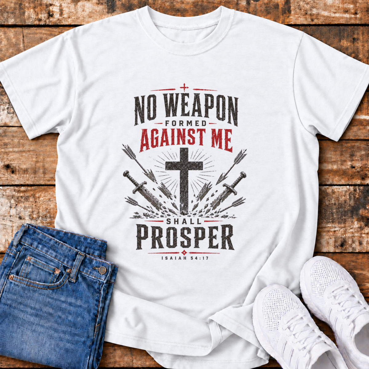 No Weapon Shall Prosper T-Shirt - (Isaiah 54:17)
