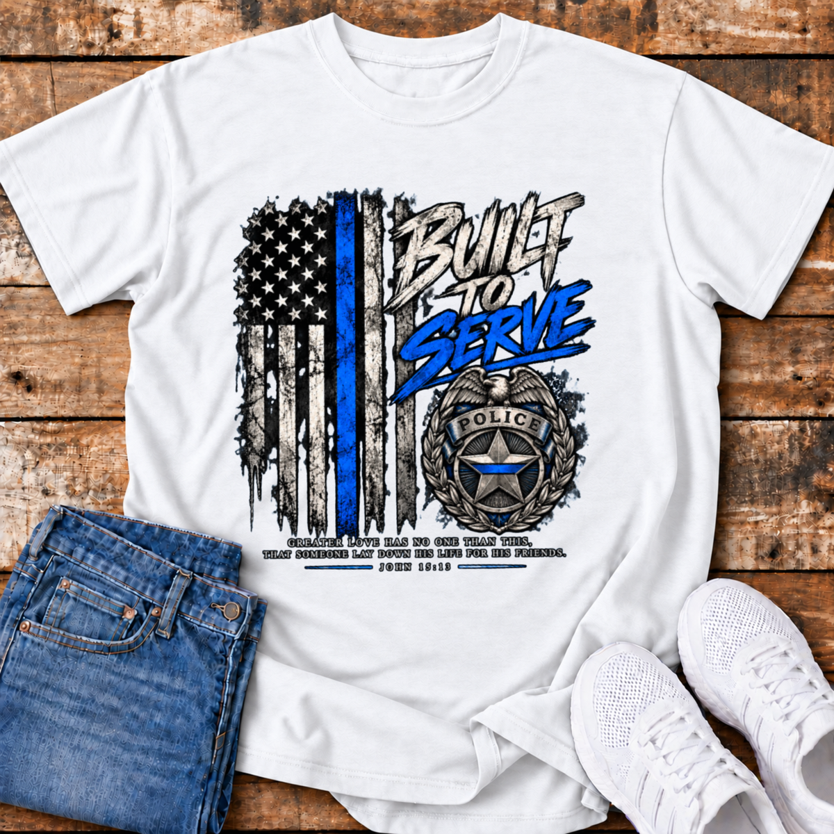 Built to Serve Police T-Shirt - (John 15:13)