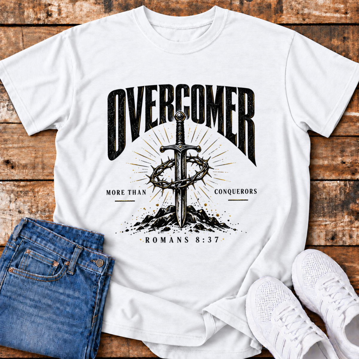 Overcomer T-Shirt - (Romans 8:37)