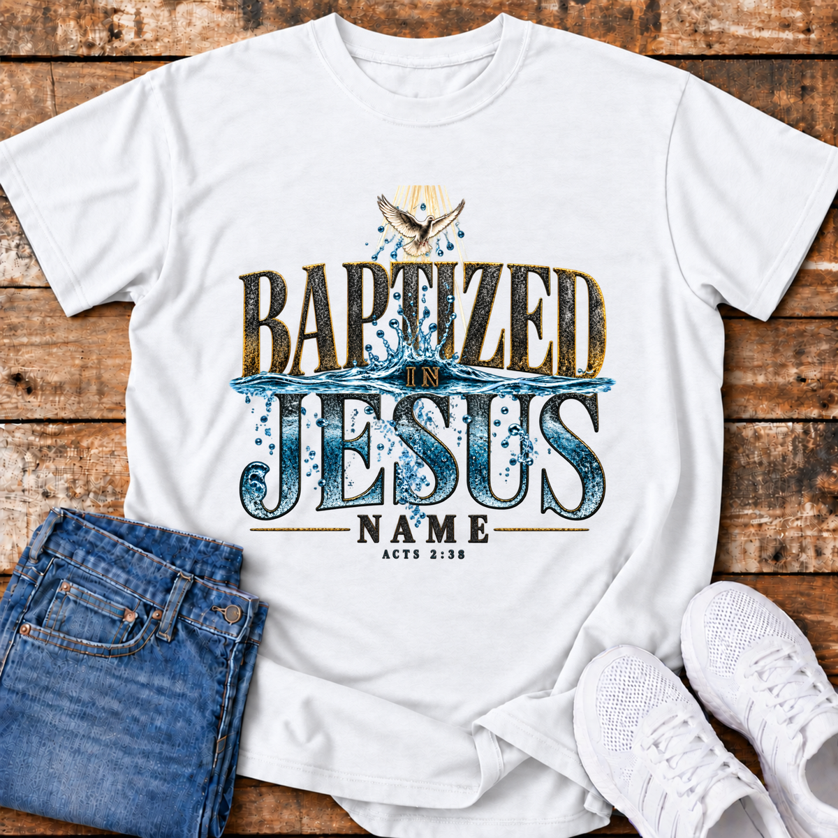 Baptized in Jesus Name T-Shirt - (Acts 2:38)