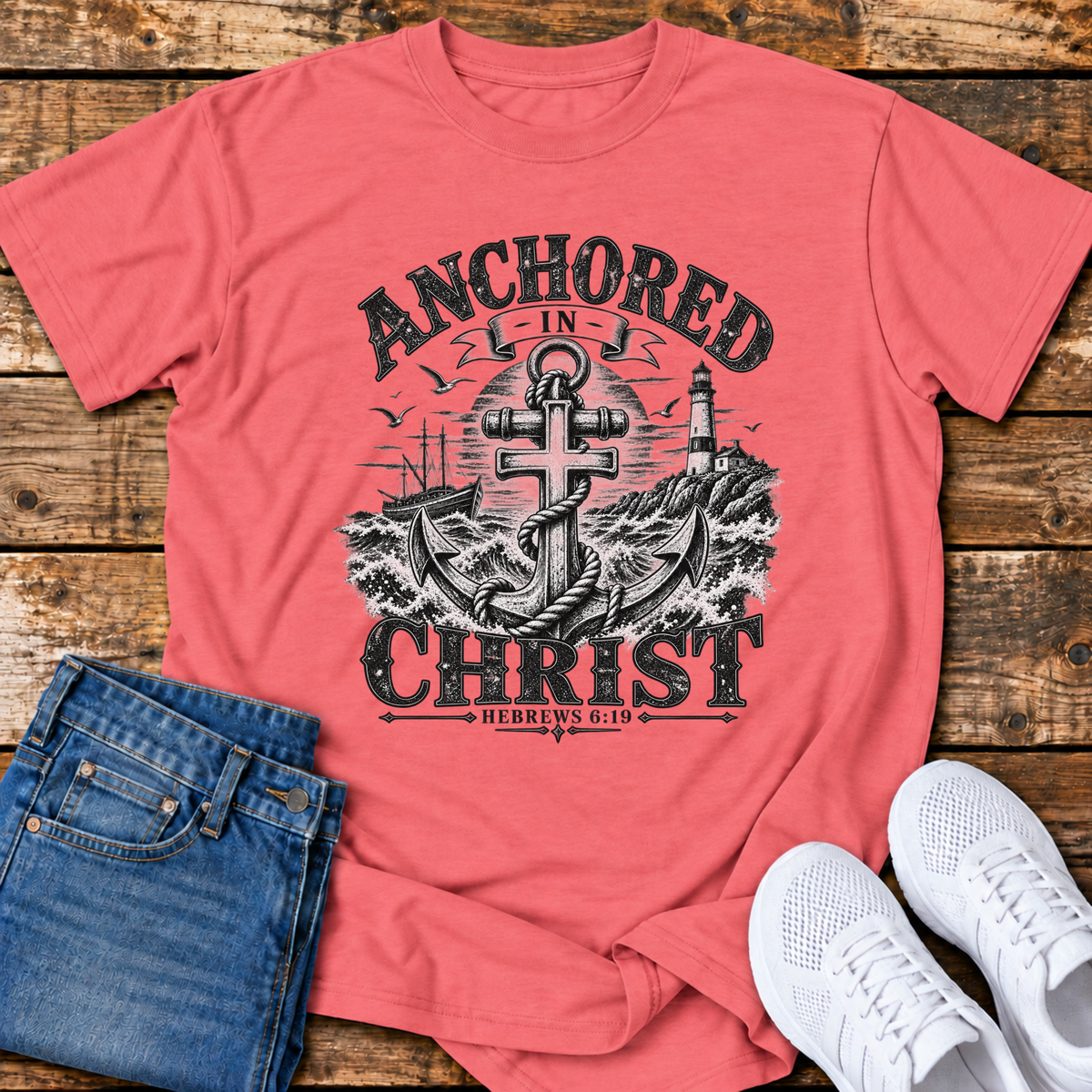 Anchored in Christ T-Shirt - (Hebrews 6:19)