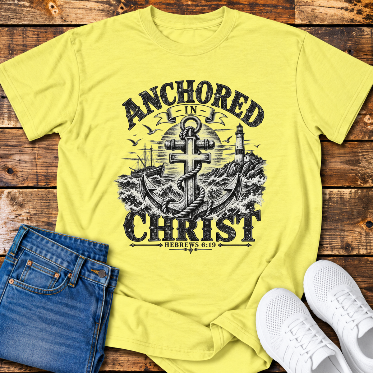 Anchored in Christ T-Shirt - (Hebrews 6:19)