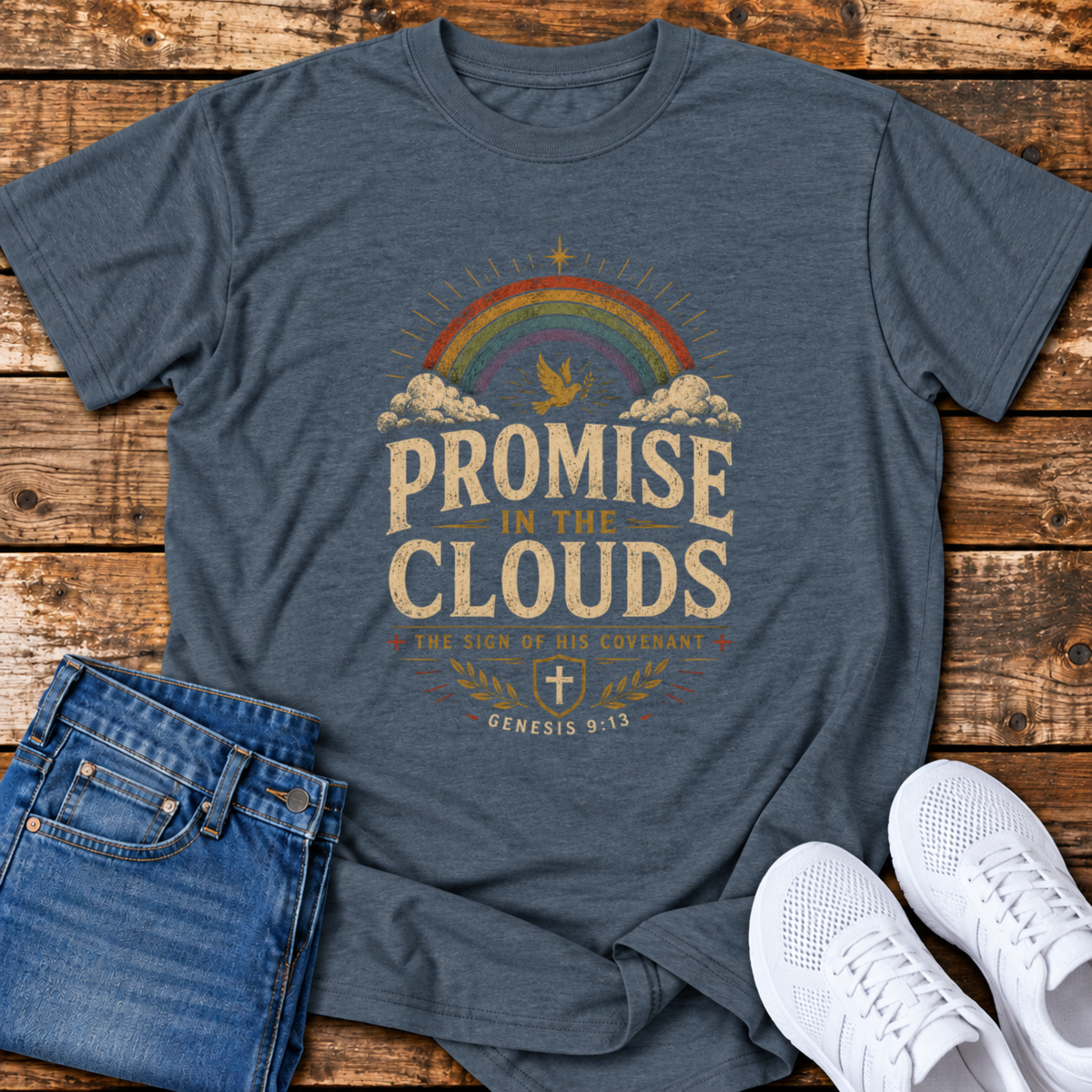 Promise in the Clouds T-Shirt - (Genesis 9:13)
