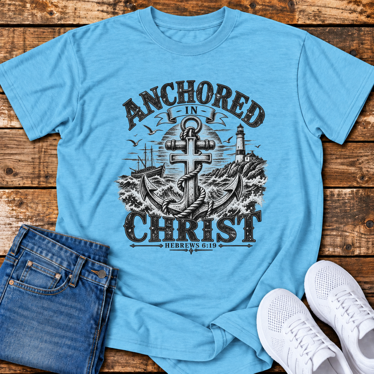 Anchored in Christ T-Shirt - (Hebrews 6:19)